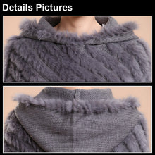 Load image into Gallery viewer, Women&#39;s Handmade Knitted Real Rabbit Fur Autumn Winter Fur Pashmina 070121