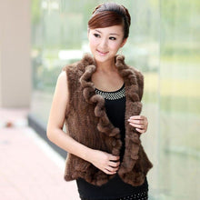 Load image into Gallery viewer, Natural Mink Fur Vest Female Flounce Decoration Placket Design Sleeveless Women&#39;s Mink Vest