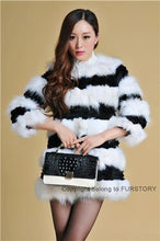 Load image into Gallery viewer, Real Raccoon &amp; Rabbit Fur Coat Jacket Overcoat Bright Color Commuter Style FS13011