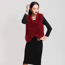 Load image into Gallery viewer, Natural Turkey Fur Vest Stylish Puff Fur Vest Real Fur Vest Female