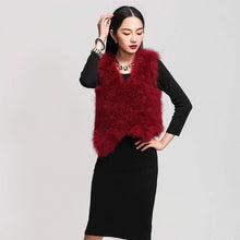 Load image into Gallery viewer, Natural Turkey Fur Vest Stylish Puff Fur Vest Real Fur Vest Female