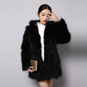 Natural Raccoon Fur Coat Women's Real Fur Jacket Long Sleeve Winter Warm Outwear 151256