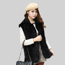 Load image into Gallery viewer, Women&#39;s Real Mink Fur Vest Diagonal Stripes Design Real Fur Vest Female 15225