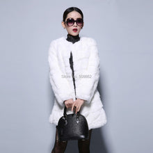 Load image into Gallery viewer, natural Rabbit Fur Coat Full Sleeve Overcoat Women Outerwear Winter 110cm Length