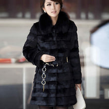 Load image into Gallery viewer, Womens Coat Real Rabbit Fur Coat with Fox Fur Collar Coat Jacket Overcoat Winter Coat