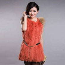 Load image into Gallery viewer, Natural Rabbit Fur Vest Raccoon Fur Shoulder Coat Jacket 7color Belt Women's Real Fur Vest