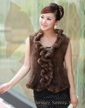 Load image into Gallery viewer, Natural Mink Fur Vest Female Flounce Decoration Placket Design Sleeveless Women&#39;s Mink Vest