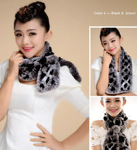 Load image into Gallery viewer, Real REX Rabbit Fur Scarf Wrap Cape Shawl Neck Warmer Women Scarf Flower Decoration FS14509