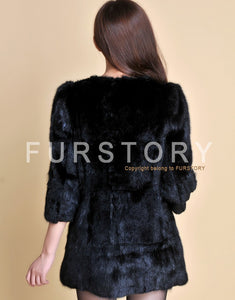 Women's Natural Fur Coat Long Version Light Camel Full Pelt Real Fur Coat Female