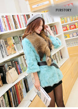 Load image into Gallery viewer, Natural Rabbit Fur Coat Jacket Thick Jacket Winter Long Overcoat