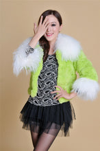 Load image into Gallery viewer, Real Rabbit fur coat fox fur collar and cuff jacket overcoat womens&#39; garment winter coat FS13066