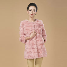 Load image into Gallery viewer, Real Rabbit Head Fur Coat Overcoat Jacket Womens&#39; Top Garment Gilet Winter Dress Long Version Fur Story FS13017