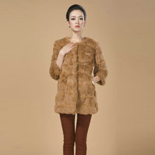 Load image into Gallery viewer, Real Rabbit Head Fur Coat Overcoat Jacket Womens&#39; Top Garment Gilet Winter Dress Long Version Fur Story FS13017