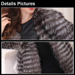 Women's Coats Female Real Fur Coat Fashion Nature Silver Fox Overcoat