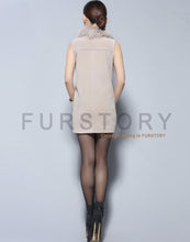 Load image into Gallery viewer, Genuine Pig Leather Suede Women&#39;s Vest  with Real Lamb Fur Collar