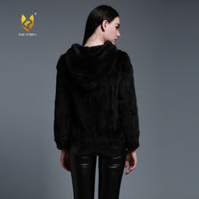 Load image into Gallery viewer, Women&#39;s Genuine Knitted Mink Fur Coat with Hood Winter jacket Women 15131