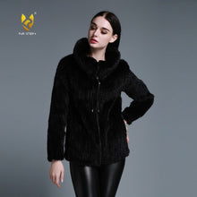 Load image into Gallery viewer, Women&#39;s Knitted Mink Fur Coat Women Big Collar Zipper Winter jacket 15199