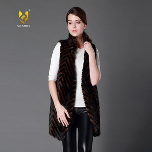 Plus Size Women's Real Mink Fur Vest Real Fur Vest Female 15217