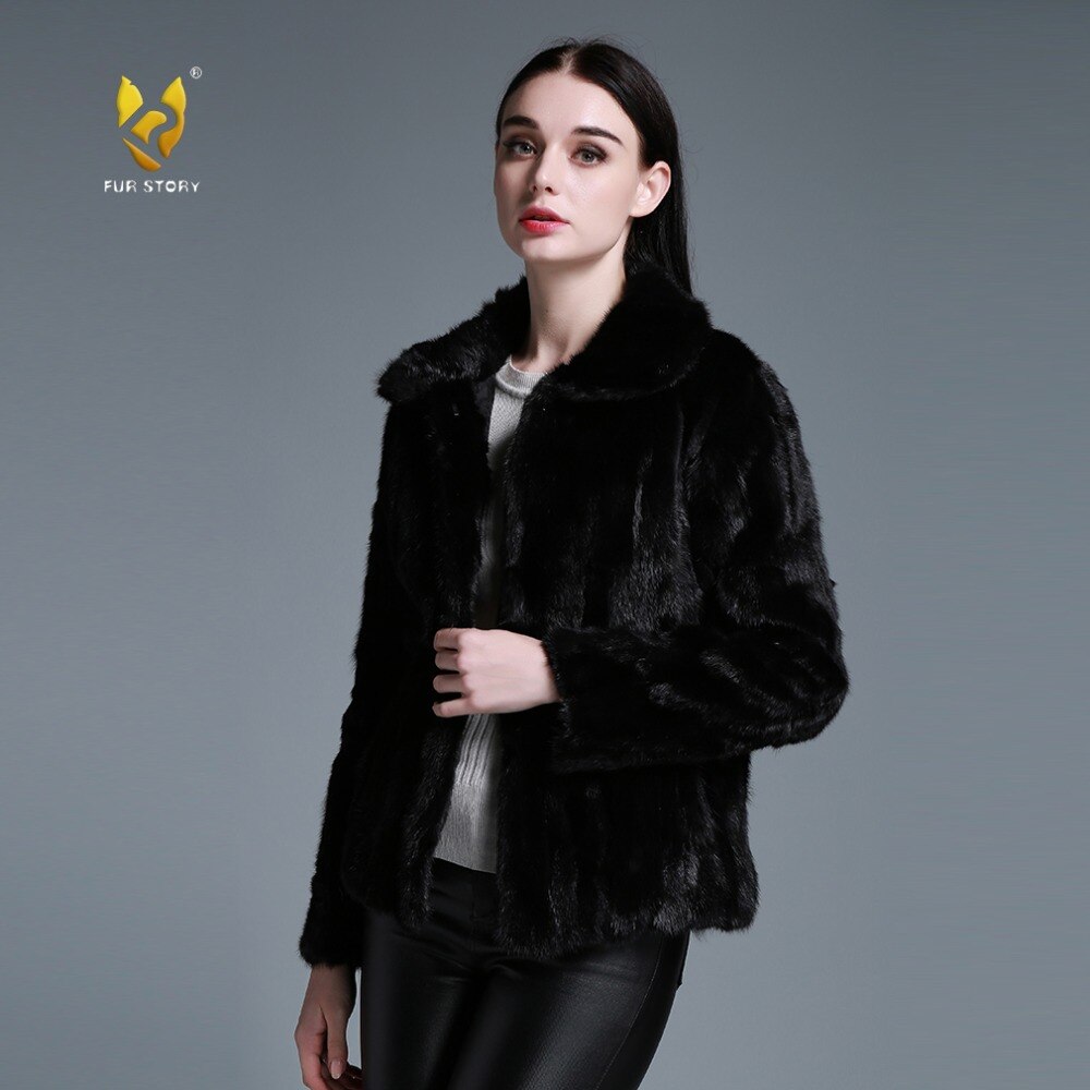 Women's Genuine Mink Fur Coat Women Cost-effective lapel Jacket 15136