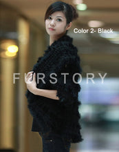Load image into Gallery viewer, Knitted Natural Rabbit Fur Vest Jacket Stole Cape Coat Shawl Outwear