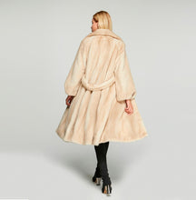 Load image into Gallery viewer, Fur Story FS18117 Women&#39;s Genuine Rabbit Fur Long Coat Turn-down Collar Women Jacket Belt Overcoat
