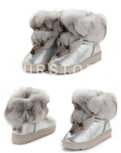 Load image into Gallery viewer, Winter Genuine Cow Leather Shoes Snow Boots Real Fox Fur  Warmer Increased Women Boots Shoes FS14901