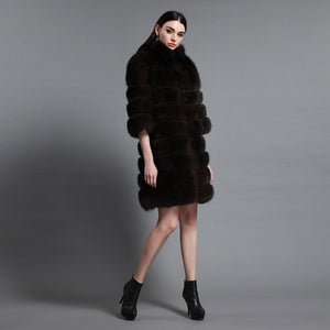 Long Natural Fox Fur Coat Women Coats Winter 161145