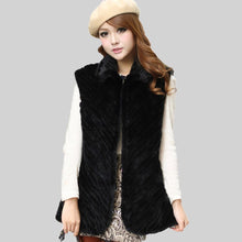 Load image into Gallery viewer, Women&#39;s Real Mink Fur Vest Diagonal Stripes Design Real Fur Vest Female 15225