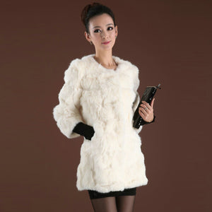 Real Rabbit Head Fur Coat Overcoat Jacket Womens' Top Garment Gilet Winter Dress Long Version Fur Story FS13017