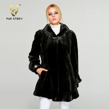 Load image into Gallery viewer, Fur Story FS18121 Women&#39;s Genuine Mink Fur Long Fur Coat with Fur Hood Winter Warm Jacket
