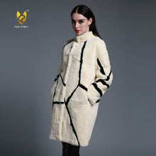 Load image into Gallery viewer, Women&#39;s Natural Fur Coat Contrast Color Real Rex Rabbit Fur Coats  161212