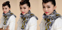 Load image into Gallery viewer, Real REX Rabbit Fur Scarf Wrap Cape Shawl Neck Warmer Women Scarf Flower Decoration FS14509