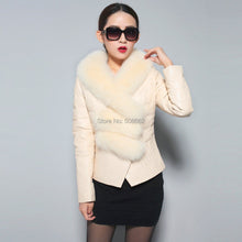 Load image into Gallery viewer, Genuine Sheep Leather Down Jacket Fox Fur Collar Thick Jacket Winter Overcoat