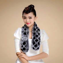 Load image into Gallery viewer, Real REX Rabbit Fur Scarf Wrap Cape Shawl Neck Warmer Women Scarf Flower Decoration FS14509