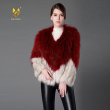 Load image into Gallery viewer, Women's Real Knitted Raccoon Fur  Coat Winter Fashion Patchwork Jacket 161172