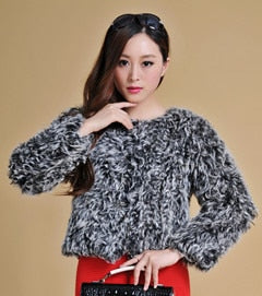 New Real Knitted Lamb Fur Coat Jacket Overcoat Women's Winter Coats Ladies' Top Natural Fur Coat Fur Story FS13041