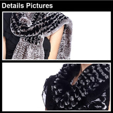 Load image into Gallery viewer, Real REX rabbit fur scarf wrap cape shawl neck warmer beautiful women scarf winter thick FS14510