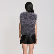 Load image into Gallery viewer, Natural Turkey Fur Vest Stylish Puff Fur Vest Real Fur Vest Female