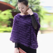 Load image into Gallery viewer, Knitted rabbit fur shawl poncho stole cape scrap wrap wemen&#39;s garment 6 colors FS070102