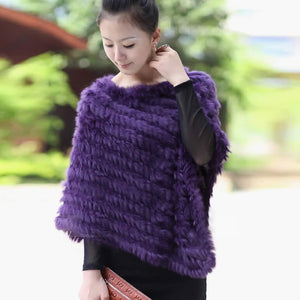 Knitted rabbit fur shawl poncho stole cape scrap wrap wemen's garment 6 colors FS070102