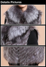 Load image into Gallery viewer, Silver Fox Fur Vest with Fur Collar Waistcoat Long Jacket Winter Overcoat  Women Dress