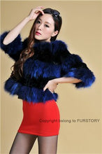 Load image into Gallery viewer, Real Rabbit Fur + Raccoon Fur  Coat Short Jacket  Overcoat FS13025
