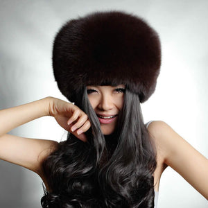 Fur Story FS13609 Women's Genuine Fox Fur Hat Women Ears Warmer Headdress Women Hat