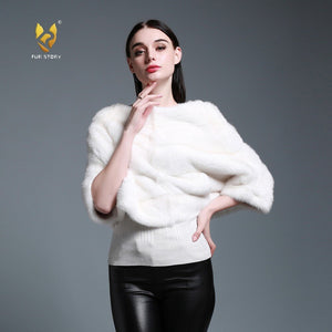 Women's Genuine Mink Fur Coat Women Bat Sleeved Coat for Women 16143