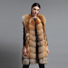 Load image into Gallery viewer, Women&#39;s Genuine Fox Fur Vest Women Wavy Furry Striped Vest Female 16277