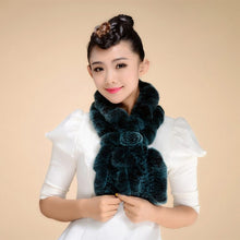 Load image into Gallery viewer, Real REX Rabbit Fur Scarf Wrap Cape Shawl Neck Warmer Women Children Scarf Flower Decoration FS14522