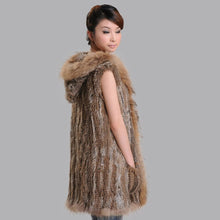 Load image into Gallery viewer, Women&#39;s Fur Vest Handmade Knitted Rabbit Fur Waistcoat Natural Fur Vest Female 15272