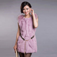 Load image into Gallery viewer, Natural Rabbit Fur Vest Raccoon Fur Shoulder Coat Jacket 7color Belt Women's Real Fur Vest