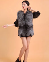 Load image into Gallery viewer, Natural Silver Fox Fur Vest with Genuine Whole Sheep Leather Fur Vest Jacket
