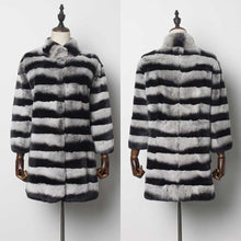 Load image into Gallery viewer, Women&#39;s Genuine Rabbit Fur Coat Women Half Sleeve Chinchilla Color Femal Overcoat